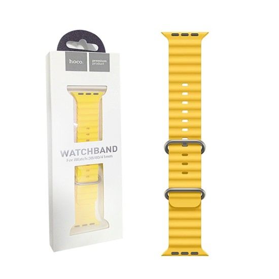 Hoco Double Buckle Silicone Bracelet for iWatch WA12 Original Series Marine (42/44/45/49mm) Yellow